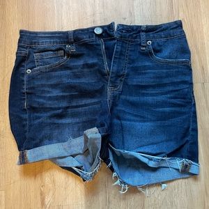 AEROPOSTALE High Waist Midi Dark Wash Jean Shorts 8 High-Rise